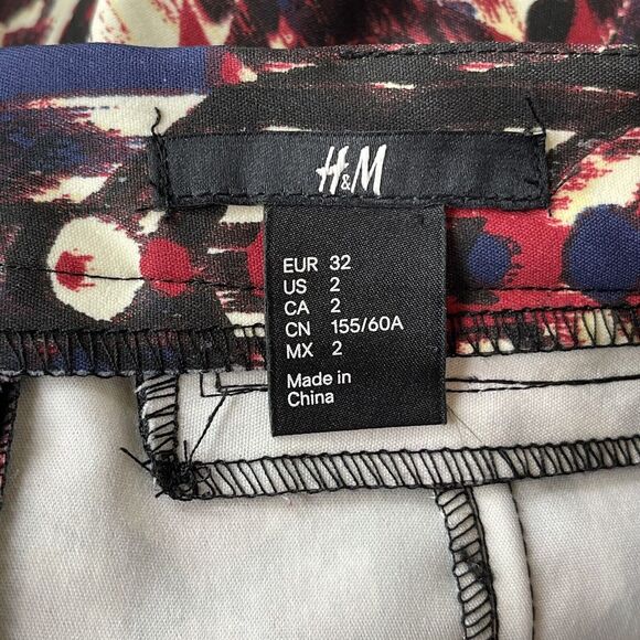 H&M Sz 2 Mini Skirt A Line Abstract Design Summer Casual Cotton Stretch - Picture 4 of 5